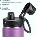 koodee Kids Water Bottle-16 oz Stainless Steel Double Wall Vacuum Insulated Water Bottle for School, Reusable Wide Mouth Sports Water Flask with Leakproof Spout Lid-BPA Free(Purple) - Image 7
