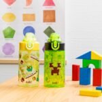 Zak Designs Minecraft Sage Kids Water Bottle For School or Travel, 16oz Durable Plastic Water Bottle With Straw, Handle, and Leak-Proof, Pop-Up Spout Cover, 2-Pack Set (Creeper) - Image 4