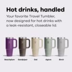 Hydro Flask Coffee Travel Tumbler Mug – Insulated Stainless Steel, Leak Proof Hot & Iced Coffee Cup 24 Oz Oat Tan - Image 4