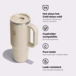 Hydro Flask Coffee Travel Tumbler Mug – Insulated Stainless Steel, Leak Proof Hot & Iced Coffee Cup 24 Oz Oat Tan - Image 5