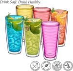 Amazing Abby - Alaska - 24-Ounce Insulated Plastic Tumblers (Set of 6), Double-Wall Plastic Drinking Glasses, Mixed-Color Reusable Cups, BPA-Free, Shatter-Proof, Dishwasher-Safe - Image 4