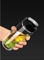 Sun's Tea Arco 16oz Vacuum Insulated Double Wall Glass Tumbler with Drink Hole Lid, Iced Tea or Hot Coffee, Water Bottle Travel Mug - Car Cupholder Friendly (Real Glass, Not Plastic) - Image 3