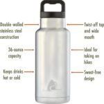 36 oz. Stainless-Steel Double-Wall, Vacuum-Sealed Insulated Water Bottle, BPA Free with Wide Mouth Lid, Silver - Image 3