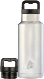 36 oz. Stainless-Steel Double-Wall, Vacuum-Sealed Insulated Water Bottle, BPA Free with Wide Mouth Lid, Silver - Image 4