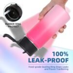 Volhoply 16 OZ Kids Water Bottle Bulk 2 Pack,Insulated Sports Bottles with Straw Lid,Stainless Steel Bottle with Handle Keep Cold&Hot,Double Wall Vacuum Tumbler Cups for School(Assorted, 2) - Image 6