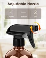 Bontip Glass Spray Bottle with Silicone Sleeve Protection, Amber Glass Spray Bottle Set for Window Cleaner Aromatherapy Facial Hydration Watering Flowers Hair Care 2 Pack/16 oz (Black & Brown) - Image 3