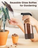 Bontip Glass Spray Bottle with Silicone Sleeve Protection, Amber Glass Spray Bottle Set for Window Cleaner Aromatherapy Facial Hydration Watering Flowers Hair Care 2 Pack/16 oz (Black & Brown) - Image 5