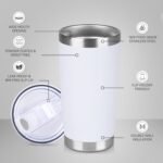 VQRRCKI 20 oz Tumbler Stainless Steel Tumblers Bulk with Lid Double Wall Insulated Coffee Tumbler Cups for Hot & Cold Drinks Powder Coated Travel Coffee Tumbler Mug Metal (White, 1 pack) - Image 3