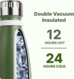 VINUR 9 oz Small Water Bottle for Kids | Fits Lunchbox & Backpack | Leak-Proof Stainless Steel Metal Flask with Carry Rope for School Travel, Grass Green - Image 3