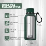 Exllena Small Water Bottle 12oz with Clip, Double Wall Stainless Steel Vacuum Small Insulated Water Bottle Keeps Drinks Cold 24 Hrs/Hot 12 Hrs for Kids Handbag School BPA Free (Emerald Green) - Image 4