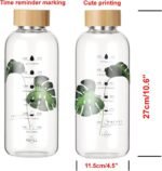 Ttifangix 50 Oz Glass Water Bottle Wide Mouth with Time Markers, Bamboo Lid, Neoprene Sleeve Bpa Free - Image 3