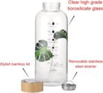 Ttifangix 50 Oz Glass Water Bottle Wide Mouth with Time Markers, Bamboo Lid, Neoprene Sleeve Bpa Free - Image 4