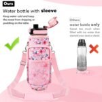 Newfad 32 oz Water Bottles with Straw & Strap, Motivational Water Bottles with Times to Drink, BPA Free Reusable Sports Water Bottle with Sleeve Carrier for Hiking, Travel, Running or Fitness - Image 6