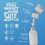 asobu Bestie Bottle Insulated Stainless Steel Water Bottle with Detachable Soft Animal Head Fun Drinking For Kids and Teens16 Ounce (Bear) - Image 4