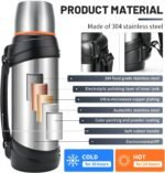 Olerd Large Thermosflask- 85oz Stainless Steel Insulated Bottle for Travel with BPA Free Cup - 2.5L Oversized Vacuum Insulated Thermoses with Handle and Strap for Hot & Cold Drinks(Silver) - Image 5