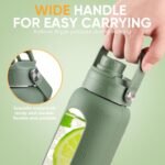 weasland 32 oz Glass Water Bottles With Two Lids Bamboo Straw Lid and Handle Spout Lid-1 Liter Glass Tumbler with Silicone Sleeve and Straw Leakproof BPA Free For Home Office Gym - Image 4