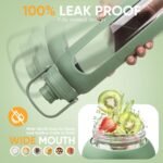 weasland 32 oz Glass Water Bottles With Two Lids Bamboo Straw Lid and Handle Spout Lid-1 Liter Glass Tumbler with Silicone Sleeve and Straw Leakproof BPA Free For Home Office Gym - Image 5