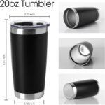 HASLE OUTFITTERS 20oz Tumblers Stainless Steel Mugs with Lid Double Wall Vacuum Insulated Coffee Cups for Cold & Hot Drinks (20oz-Black, 12 Pack) - Image 3