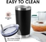 HASLE OUTFITTERS 20oz Tumblers Stainless Steel Mugs with Lid Double Wall Vacuum Insulated Coffee Cups for Cold & Hot Drinks (20oz-Black, 12 Pack) - Image 4