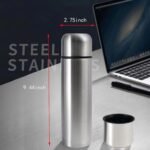 Stainless Steel Thermal Bottle for Hot and Cold Drinks Travel Coffee Mug with Cup Water Flask Vacuum Insulated Tumbler 17 oz/500ml （Silver） - Image 5