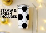 Onebttl Personalized Soccer Gifts for Teen Boys, Men, Coaches, 20oz Stainless Steel Tumbler with Laser Etched Initials for Soccer Players, Lovers, White - L - Image 5