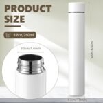 Vesici 1 Pack Slim Water Bottle 8.8 oz Small Stainless Steel Purse Compact Insulated Water Bottles Camping Travel Backpack Pocket Flask for Car Cold Coffee Tea (White) - Image 3