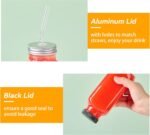 Kucoele 16oz Glass Juice Bottles with Lids, 10 Pack Reusable Smoothie Cups Water Bottles Drinking Jars with Glass Straws, Brush, Lids with Hole - Image 5