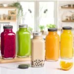 Kucoele 16oz Glass Juice Bottles with Lids, 10 Pack Reusable Smoothie Cups Water Bottles Drinking Jars with Glass Straws, Brush, Lids with Hole - Image 6