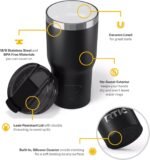 RTIC 20oz Essential Tumbler with Lid, Ceramic Lined, Insulated, Stainless Steel, Metal, Double Wall Vacuum-Insulation, Travel Cup for Iced Coffee, Tea, Hot and Cold Drink, Black - Image 5