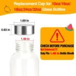 Zukro Replacement Metal Lids for Luxfuel/Brieftons/Sursip 10oz/16oz/18oz/24oz Glass Water Bottles, Stainless Steel Cap Fits For Bottles With Mouth Opening 1.49 Inch, Leak-Proof, Set of 3, Silver - Image 3