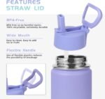 Volhoply 14oz KIds Stainless Steel Insulated Leakproof Bottles Water Bottle with Straw Lid and Silicone Boot,BPA-Free Easy Use for Boys&Girls,Double Wall Vacuum Bottles(Purple Blue,1) - Image 4