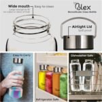 Blex 34 Oz Borosilicate Glass Water Bottle | Glass Bottle with Leak-Proof Steel Lid, Non-Slip Sleeve, Handle | BPA-Free, Non-Toxic, Thermal Stable, Perfect for Home, Gym, or Travel - Image 4