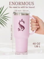 Onebttl Personalized 40 oz Tumbler with Handle and Straw for Women, Monogrammed Gifts for Her on Birthdays, Christmas, Pink Initial Mug, B - Image 3