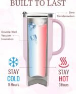 Onebttl Personalized 40 oz Tumbler with Handle and Straw for Women, Monogrammed Gifts for Her on Birthdays, Christmas, Pink Initial Mug, B - Image 6