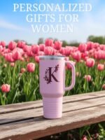Onebttl Personalized 40 oz Tumbler with Handle and Straw for Women, Monogrammed Gifts for Her on Birthdays, Christmas, Pink Initial Mug, B - Image 7