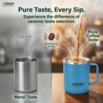 The Clean Hydration Company Coffee Mug Travel Mug Insulated 12 Oz | Ceramic Lined Travel Cup with Lid | Reusable Office Mug Double Wall Vacuum Eco-Friendly BPA-Free (Aqua) - Image 3