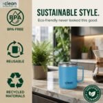 The Clean Hydration Company Coffee Mug Travel Mug Insulated 12 Oz | Ceramic Lined Travel Cup with Lid | Reusable Office Mug Double Wall Vacuum Eco-Friendly BPA-Free (Aqua) - Image 6