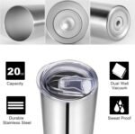 VEGOND Stainless Steel Skinny Tumbler, 20 oz Vacuum Insulated Tumbler with Lid and Straw, Double Wall Coffee Cup, Travel Mug for Cold Hot Drinks, Stainless Steel 1 Pack - Image 3