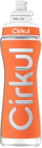 Cirkul 22oz. Orange Plastic Grip Squeeze Water Bottle & Sport Lid, BPA-Free, Non-Slip Design for Gym, Biking & Sports with Flavor Cartridge Included (FitSip Mixed Berry) - Image 3