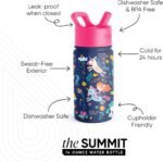 Simple Modern Kids Summit Water Bottle with Straw Lid | 14oz Stainless Steel Cup Insulated Tumbler Tumbler for Girls, School | Unicorn Rainbows - Image 3