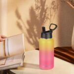 Insulated Water Bottle With Straw, 32 oz Vacuum Insulated Stainless Steel Sports Water Flask, Keeps Cold and Hot, Metal Water Bottle Wide Mouth for Gym Travel Camping (Yellow&Pink) - Image 5