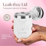 Custom Wedding Engaged Calendar Save the Date Keepsake Engraved Insulated Stainless Steel Wine Tumbler with Lid 12 oz. Personalized Engagement Announcement Gift for Bride Groom (White) - Image 3