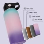 Fijinhom 32oz Insulated Stainless Steel Water Bottle, Wide Mouth Double Wall Vacuum, Silicone Straw, Sweat & Leak Proof, BPA Free Insulated Water Flask for Travel, Keep Cold 24h Hot 12h, Pink - Image 4