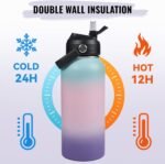 Fijinhom 32oz Insulated Stainless Steel Water Bottle, Wide Mouth Double Wall Vacuum, Silicone Straw, Sweat & Leak Proof, BPA Free Insulated Water Flask for Travel, Keep Cold 24h Hot 12h, Pink - Image 5