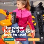 Elemental Iconic Kids Water Bottle with Straw Lid & Stress Relief Pop It Handle, Leak-Proof When Closed, Triple Insulated Kids Stainless Steel Water Bottle For Girls and Boys, 14oz - Black Camo - Image 4