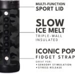 Elemental Iconic Kids Water Bottle with Straw Lid & Stress Relief Pop It Handle, Leak-Proof When Closed, Triple Insulated Kids Stainless Steel Water Bottle For Girls and Boys, 14oz - Black Camo - Image 8