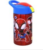 Zak Designs Spidey and Friends Stainless Steel Water Bottle for Kids - Spider-Man Insulated With Push Button Spout, Perfect for School Days and Trips - 15.5 oz. - Image 3