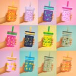 Sursip Toddler Glass Cups with Straw, Spill-Proof Kids Mason Jar Food Storage with Lids, Sippy Cups for Drinks, Smoothies, Snacks, Milk Cup [4 Pack] 8 oz 2-in-1 - Image 5