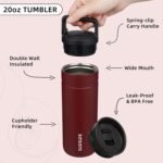 BJPKPK Insulated Water Bottle with 2 Lids,20 oz Double Wall Stainless Steel Vacuum Tumbler Travel Coffee Mug,Wide Mouth Thermal Cup,Cinnabar Red - Image 4