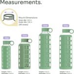purifyou 40oz / 32oz / 22oz / 12oz Borosilicate Glass Water Bottle with Time & Volume Markers, Silicone Sleeve, Stainless Steel Lid | Reusable Glass Bottle for Water & Juice (22oz Shale Green) - Image 3